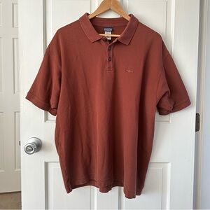Patagonia Men’s Organic Cotton Brown Rust Red Polo Shirt Size XL